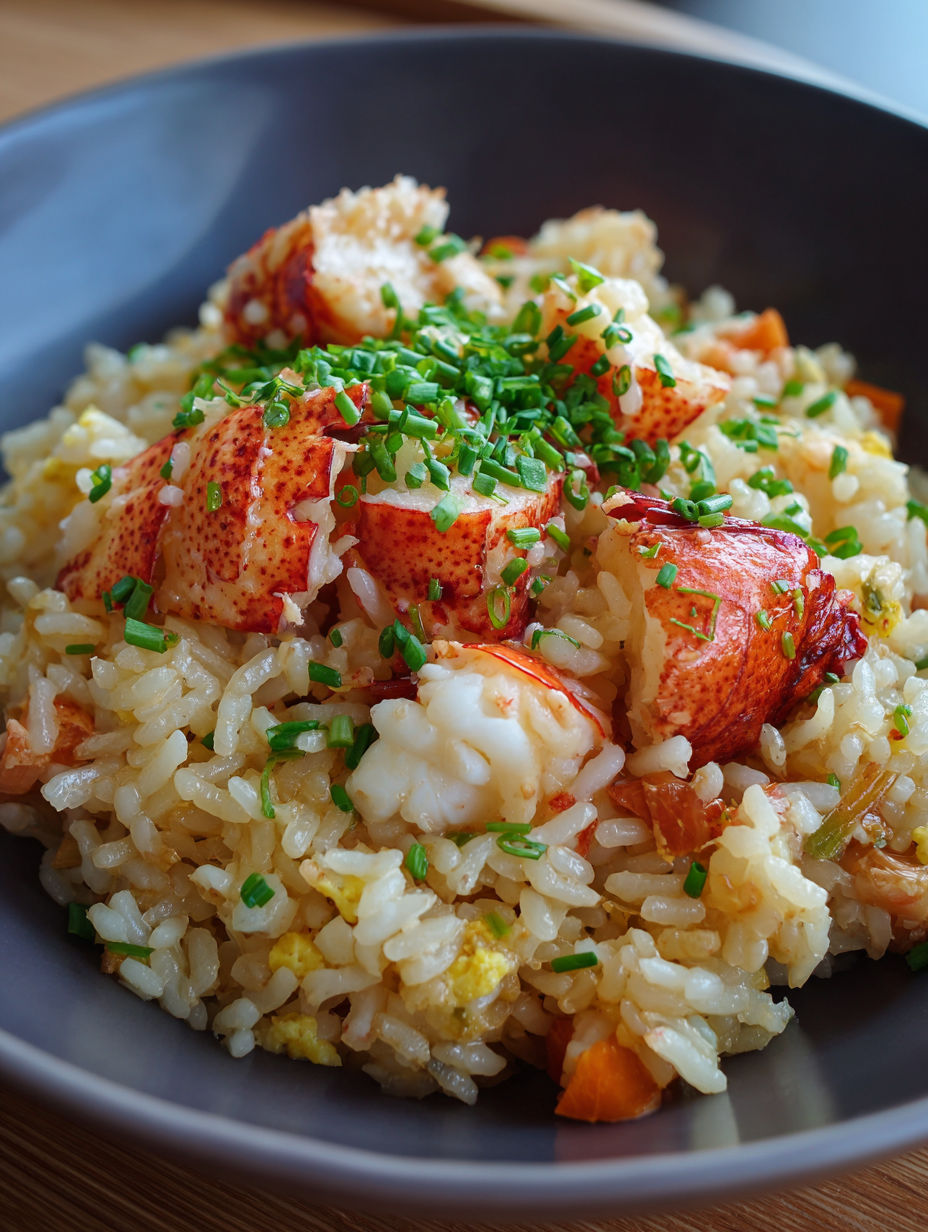 Rice with lobster and vegetables, a delicious and healthy meal.
