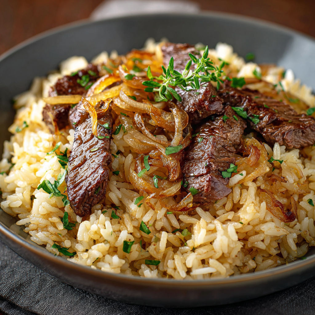 Riz Pilaf avec des légumes et des viandes.