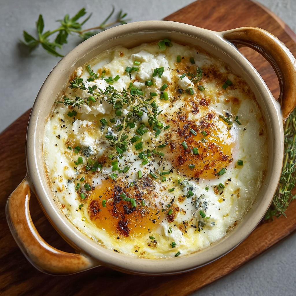 Une recette de casserole avec des oeufs, des herbes et des légumes.