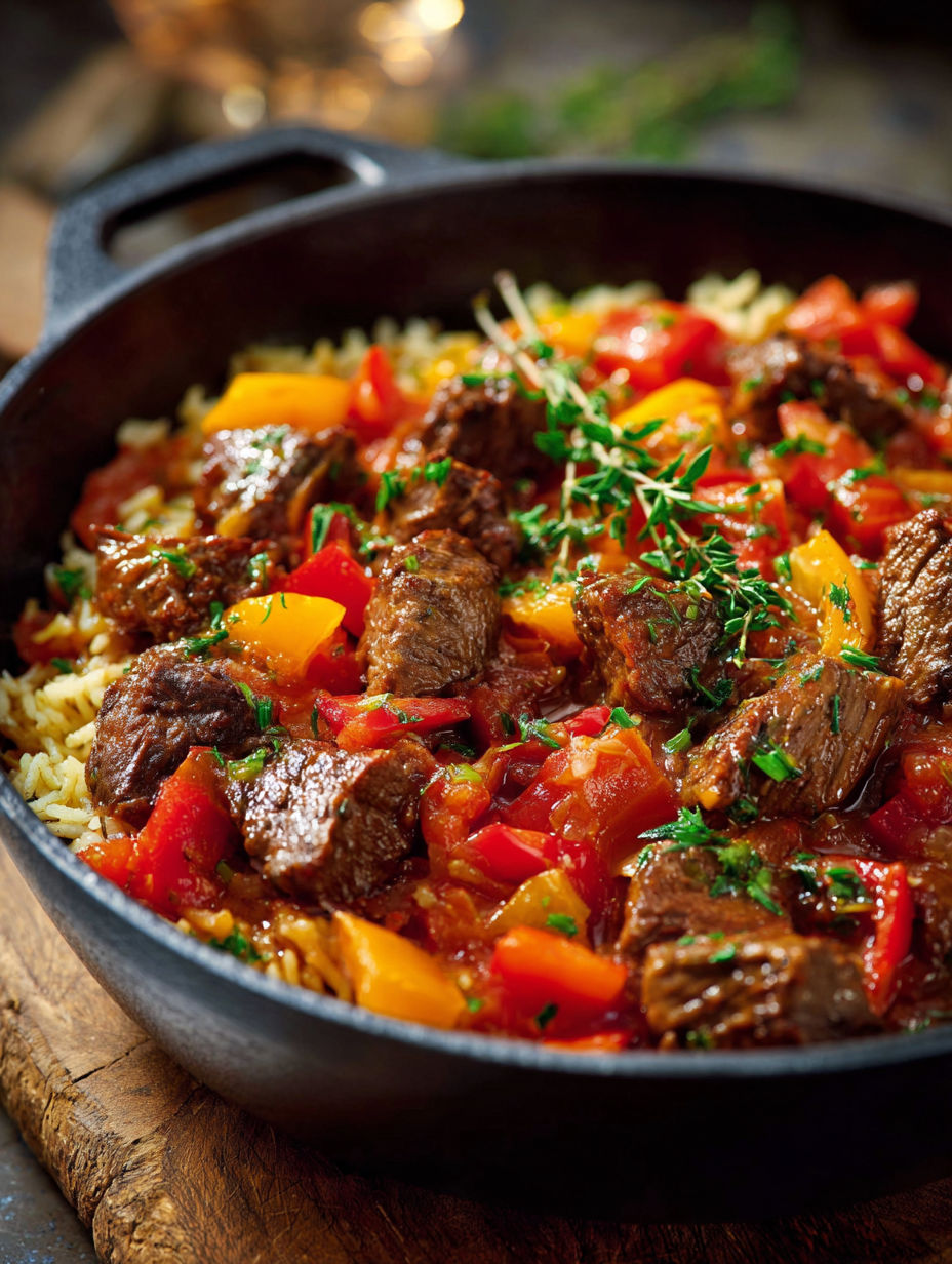 Une recette de stew avec des légumes et des viandes.