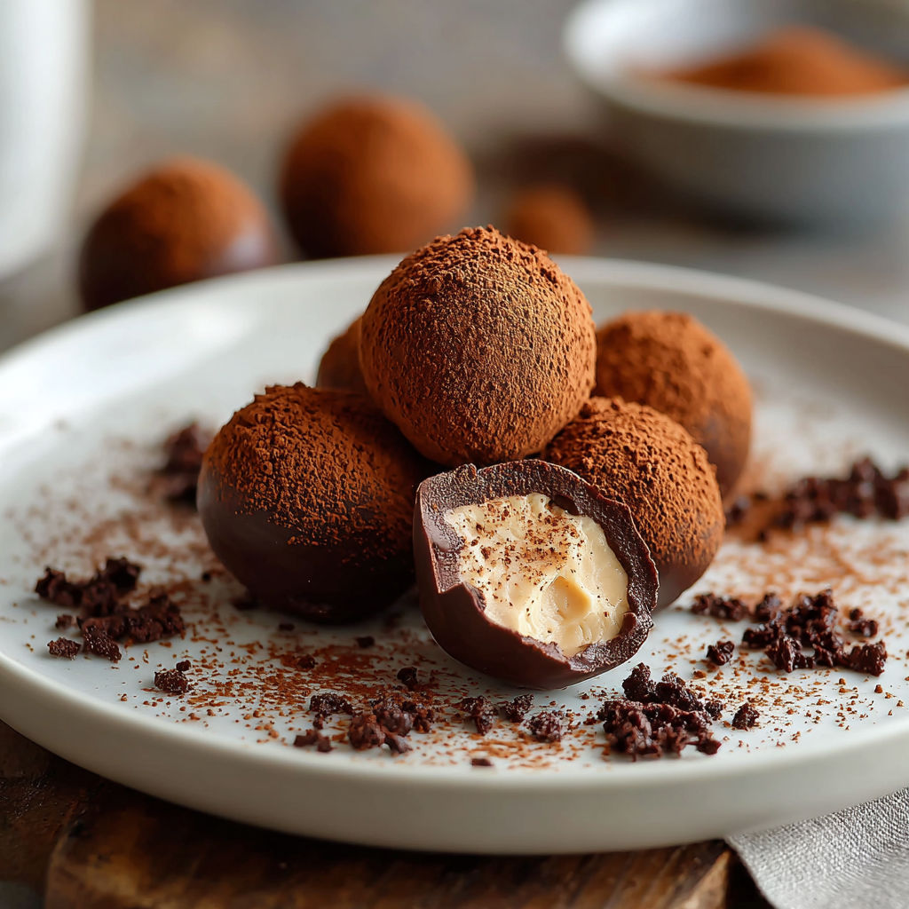 Une plate de chocolats sucrés et salés, avec des noix et des graines de cacao, est servie sur une table.