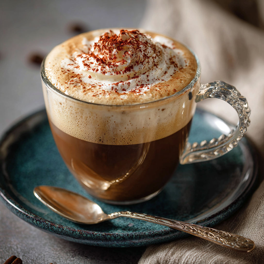 Un café cappuccino avec des croutons de sucre sur le dessus.