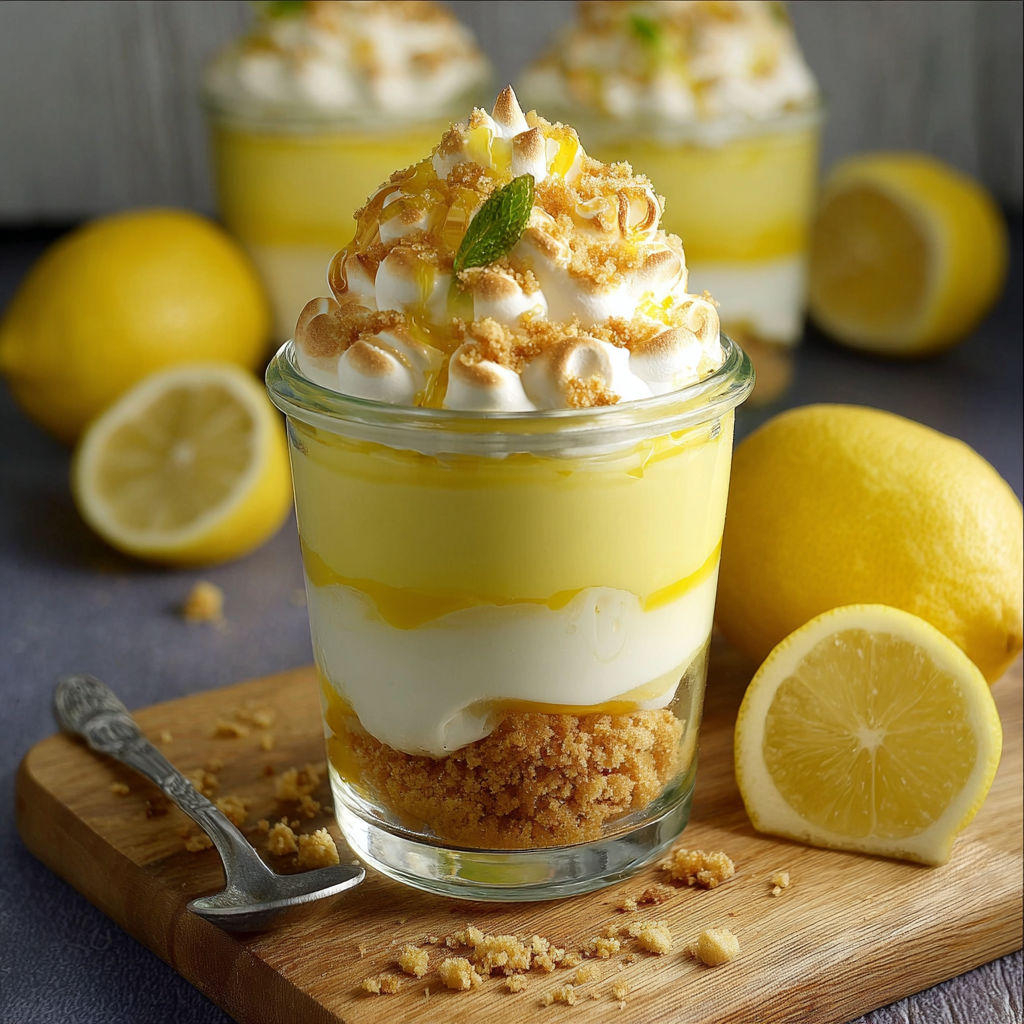 Une tarte aux citrons et croutons de marshmallows, accompagnée de citrons frais.