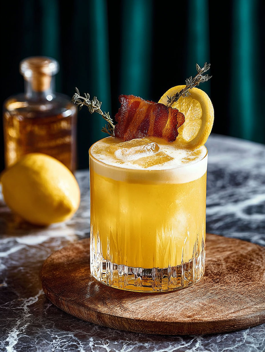 Une tasse de citron vert avec des bacon et des herbes.