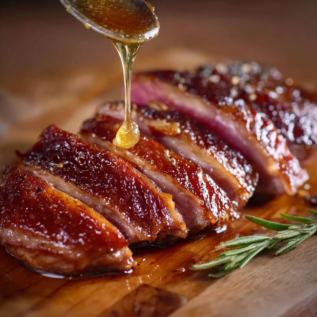 Magrets de canard avec sauce au miel.