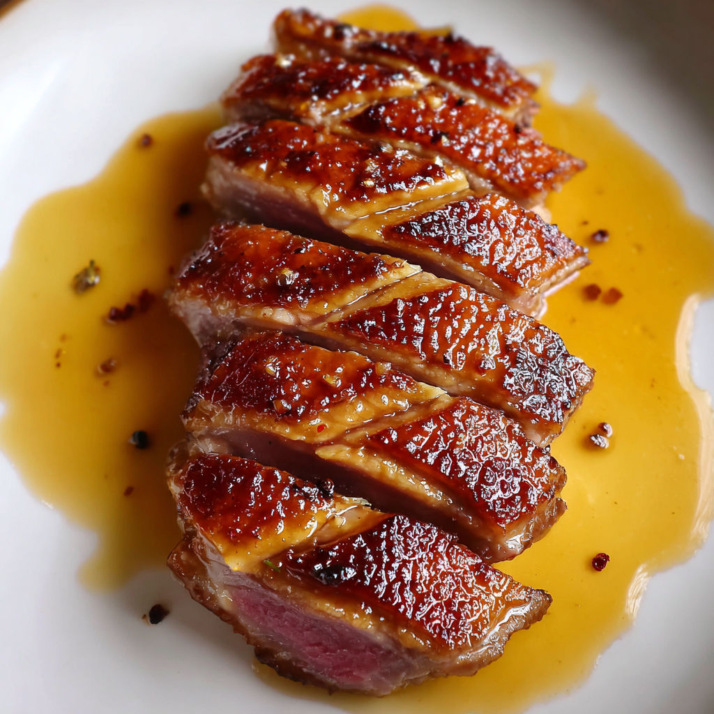Une poitrine de poulet grillée avec une sauce au miel.
