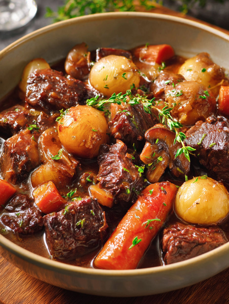 Une recette de stew avec des carottes, des pommes de terre et des légumes.