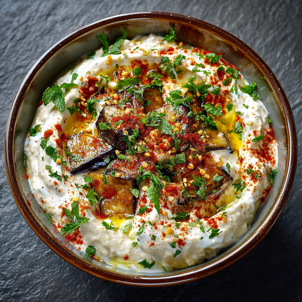 Un plat de hummus avec des légumes et des épices.