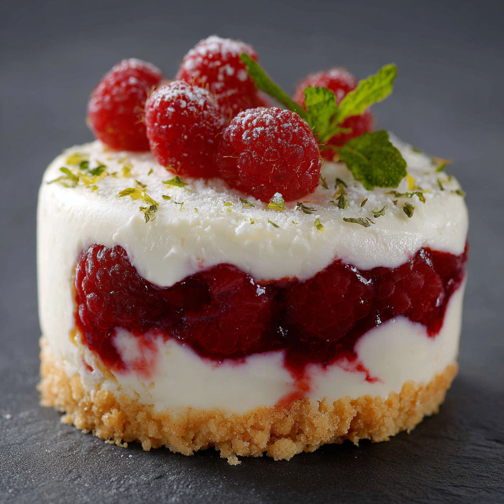 Une tarte aux fraises et à la crème, garnie de fraises fraîches et de menthe, sur un fond de crème pâtissière.