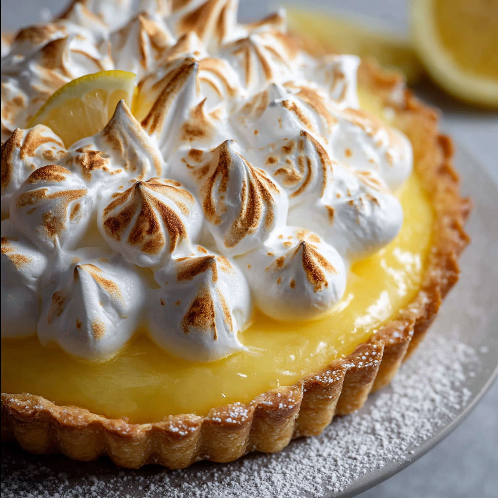 Une tarte aux citrons garnie de crème chantilly et de crème pâtissière.
