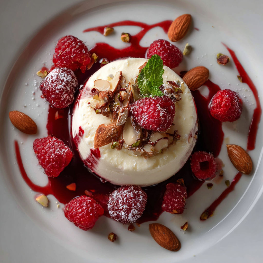 Une tarte aux fraises et noix, garnie de fraises et de noix, est servie sur un plateau.
