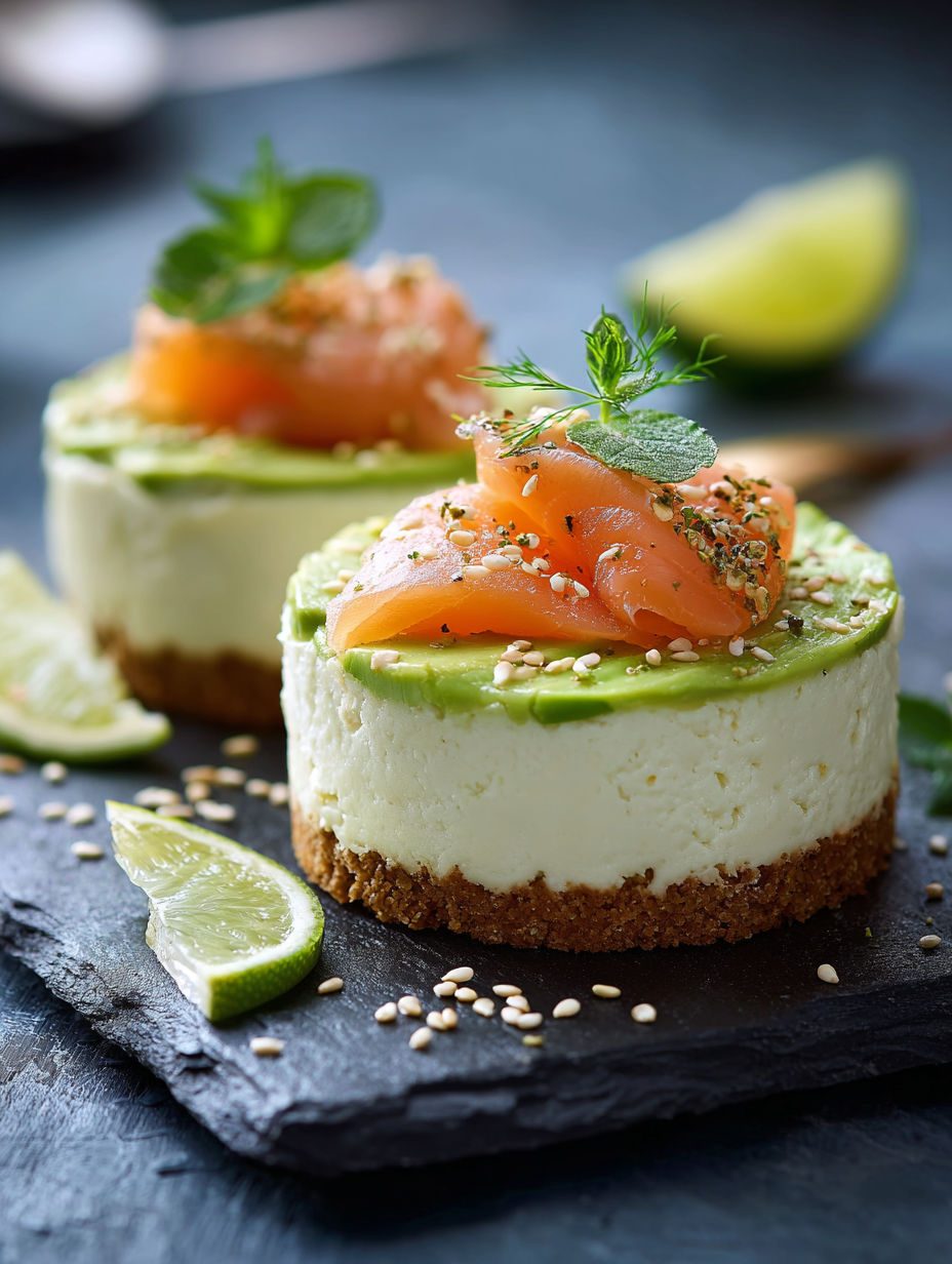 Un dessert de quesouilles avec des avocats et des graines de sésame.