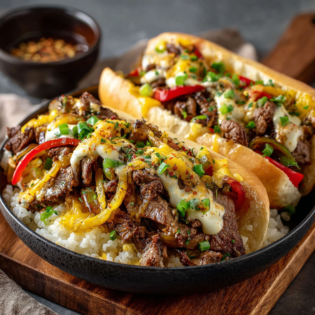 Une recette de sandwichs au beef et aux légumes, servie dans un bol en bois.