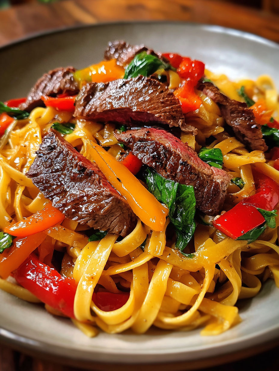 Une recette de spaghetti à la viande avec des légumes et des épices.