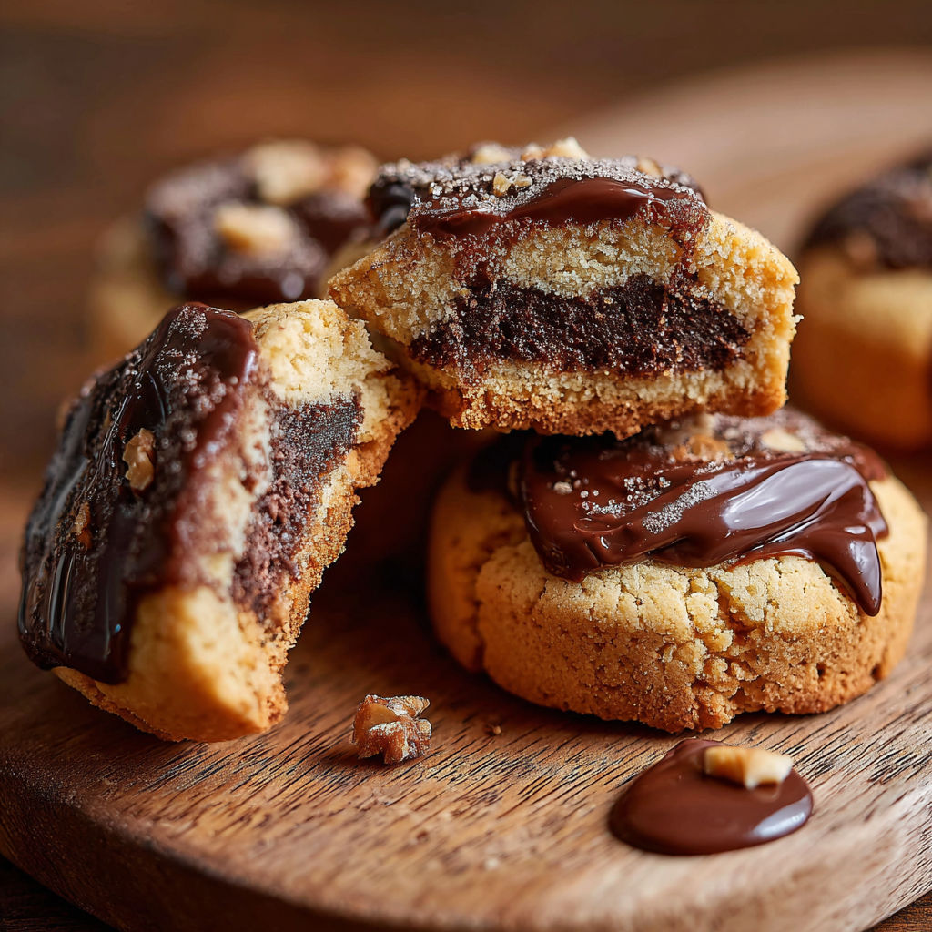 Biscuits Noix avec sauce chocolat.