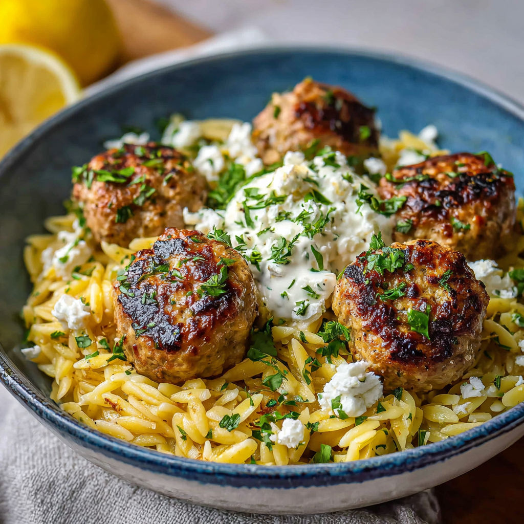 Boulettes de viande avec des légumes et des fromages, servis dans un bol bleu.