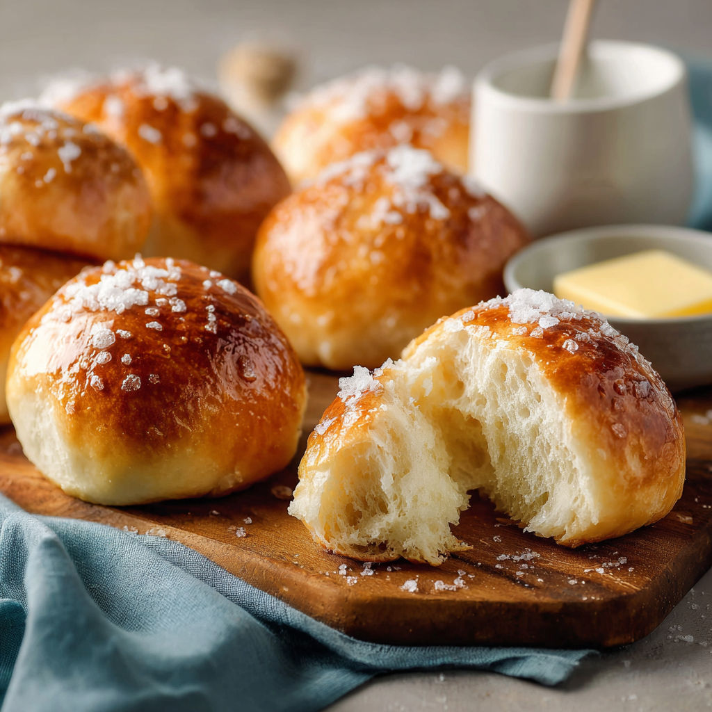 Une douzaine de boules de pain grillé avec du sel et du beurre.