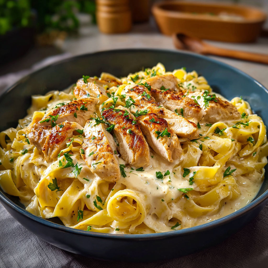 Une plate de tagliatelles avec des légumes et des viandes.