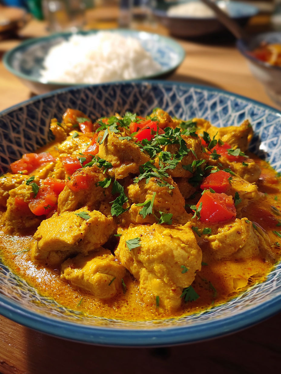Une recette de curry avec des légumes et des tomates.