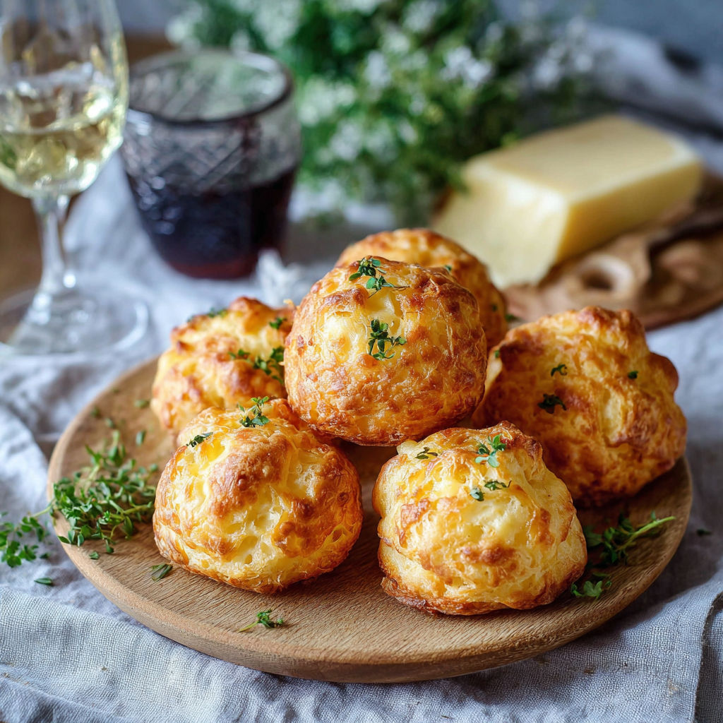 Une tasse de vin accompagne des croissants au fromage et des herbes.