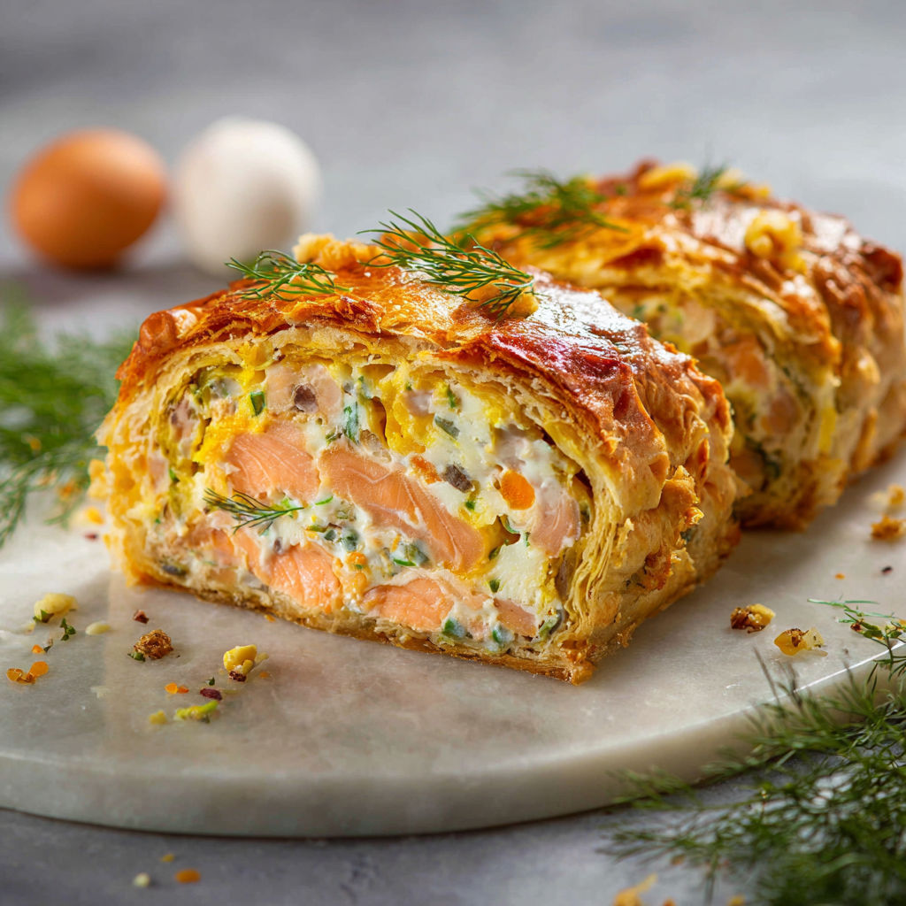Une pâte de quiche est servie sur un plateau avec des œufs et des herbes.