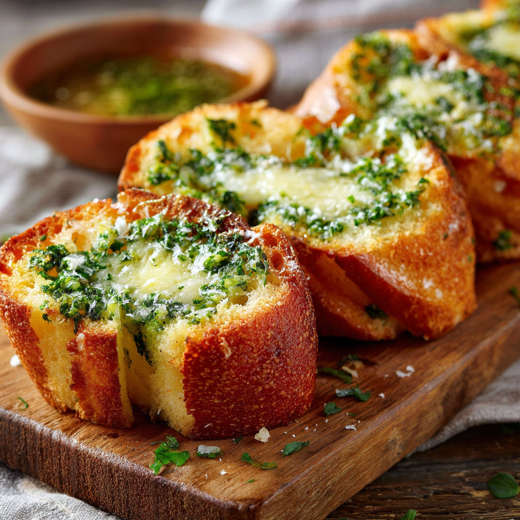 Préfou quatre, une recette savoureuse de pain grillé avec des herbes et des fromages.