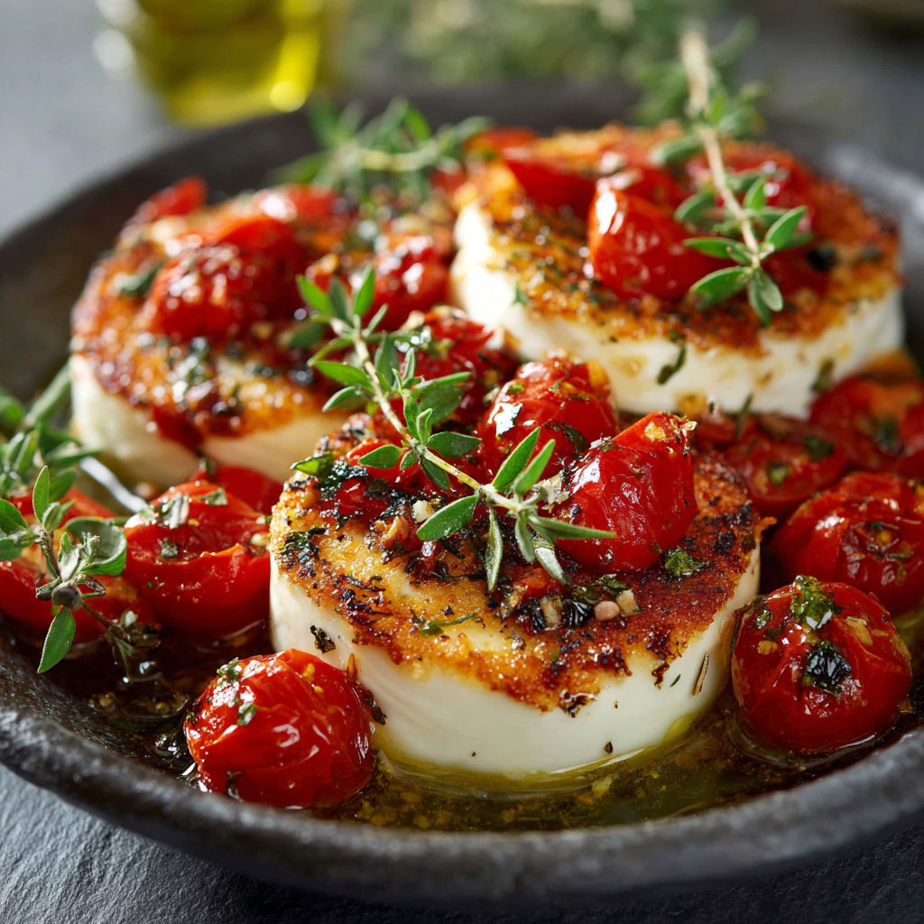 Tian Pané est un plat de fromage et tomates, servies dans un bol noir.