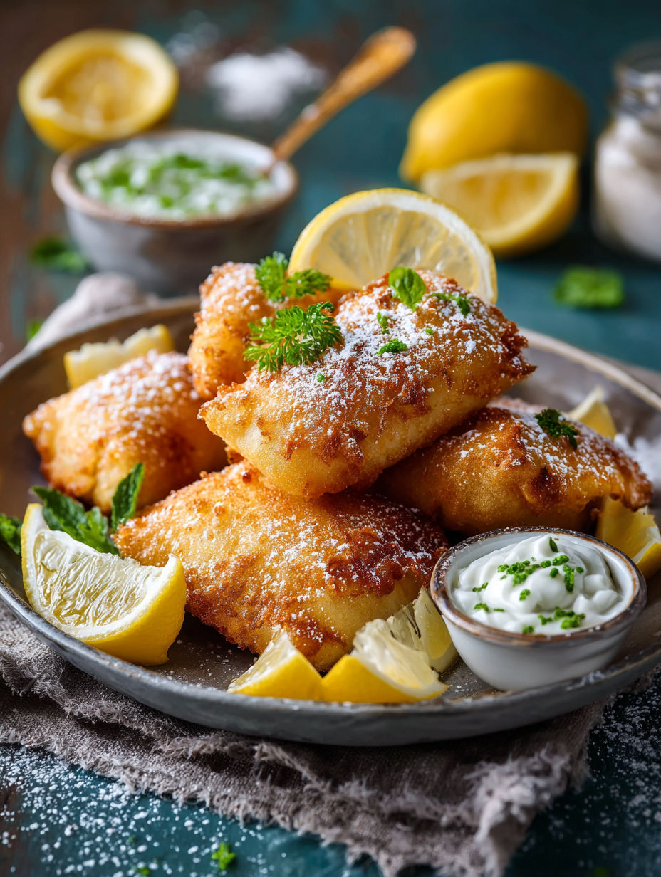 Une recette de pâtes frites avec des citrons et des herbes.