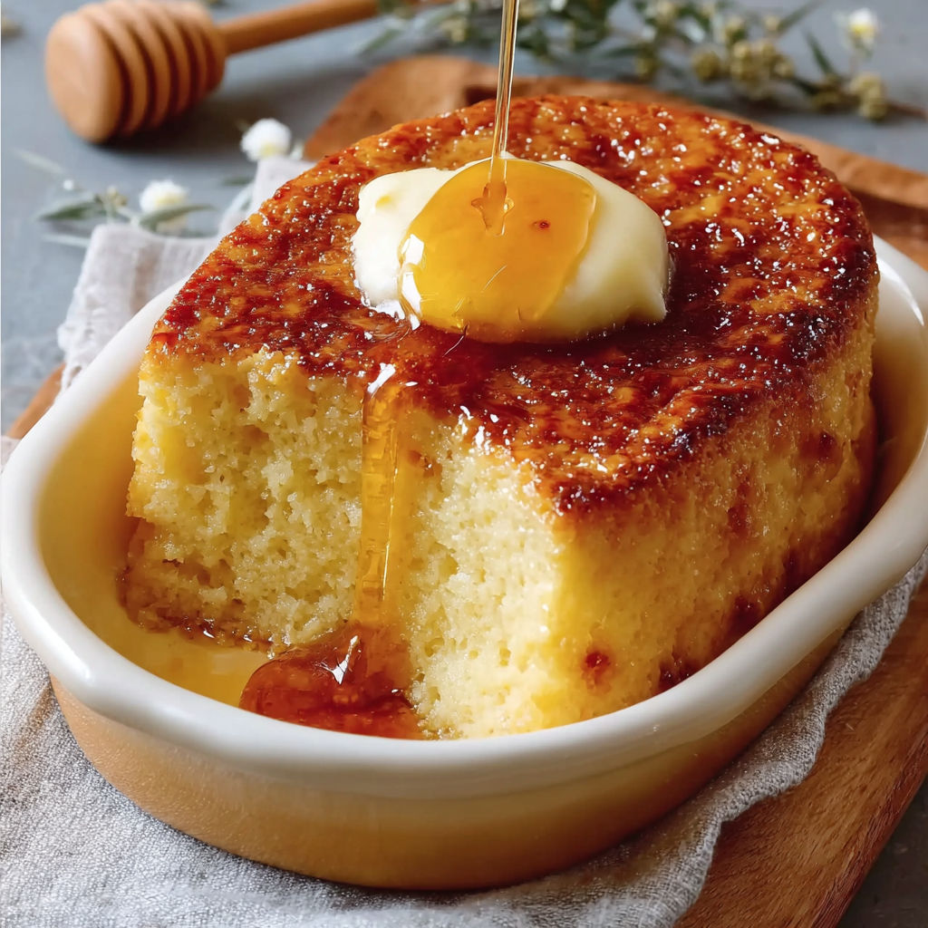 Une tarte aux pommes est servie dans un bol en verre.