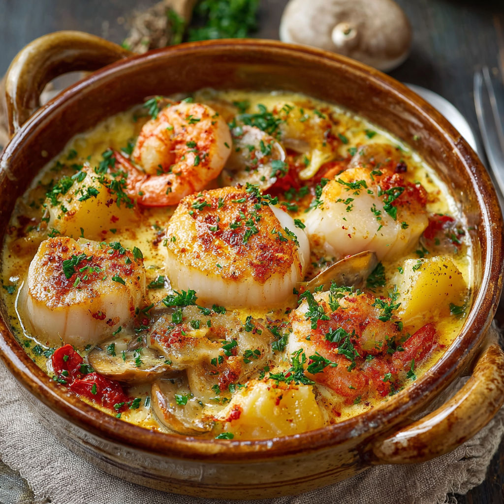 Cassolettes de crevettes et champignons, une recette savoureuse et délicieuse.