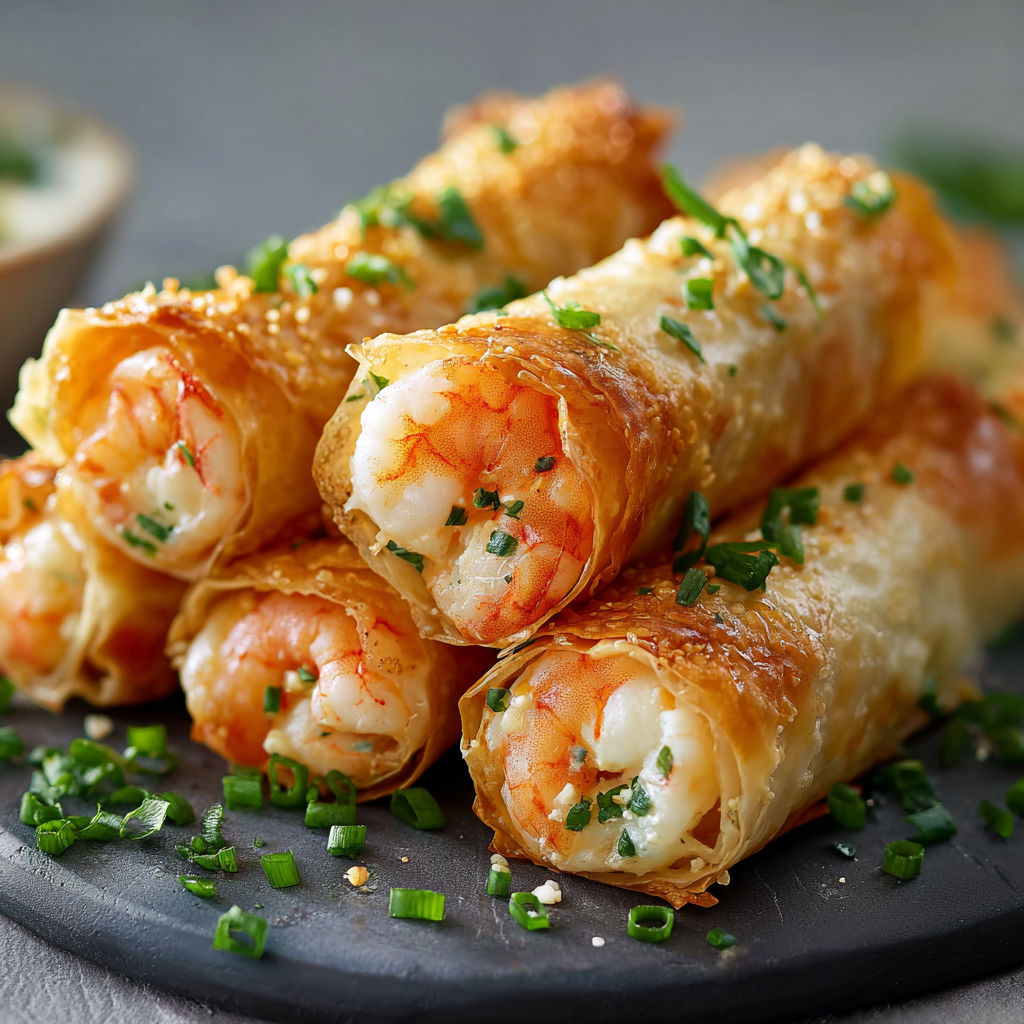 Cigares de langouste frits et pimentés, servis avec une sauce au piment.