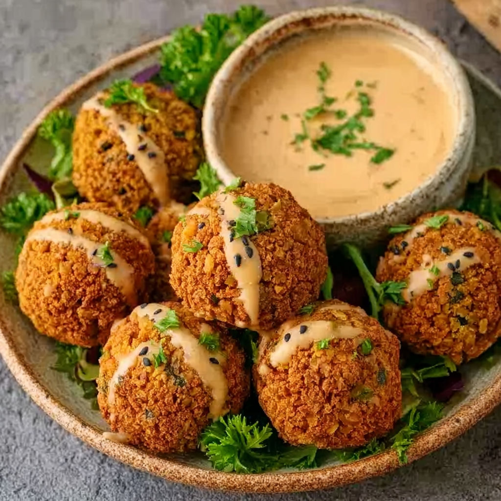 Une recette de boulettes de poulet avec une sauce au yaourt et des herbes.