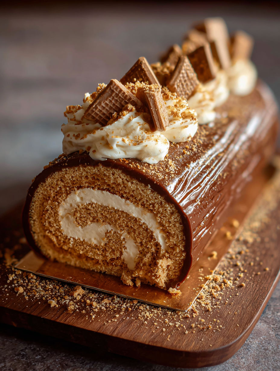 Une délicieuse tarte au chocolat, garnie de crème fouettée et de croutons de café, est servie sur un plateau de bois.