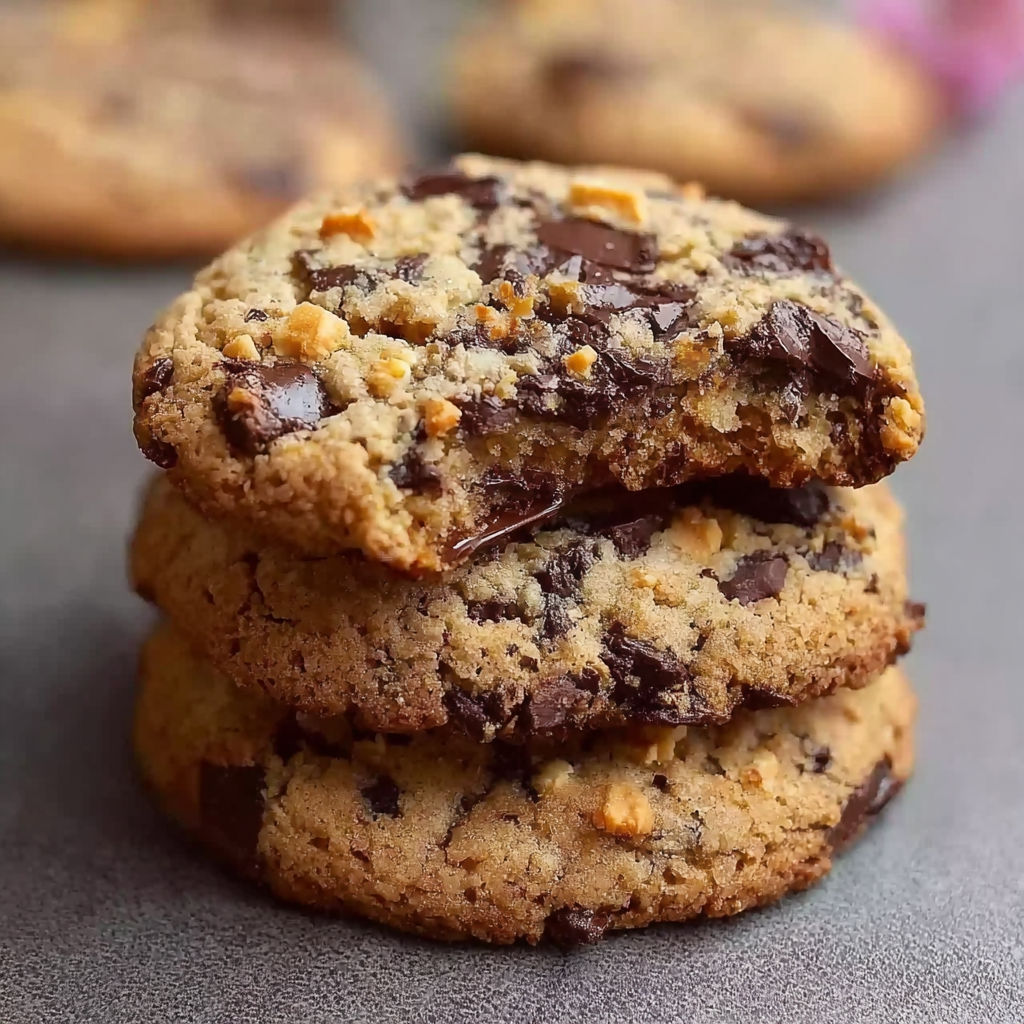 Des cookies chocolat et sucrés, avec des noix et des graines de cacao, sont présentés sur une plaque de céramique.