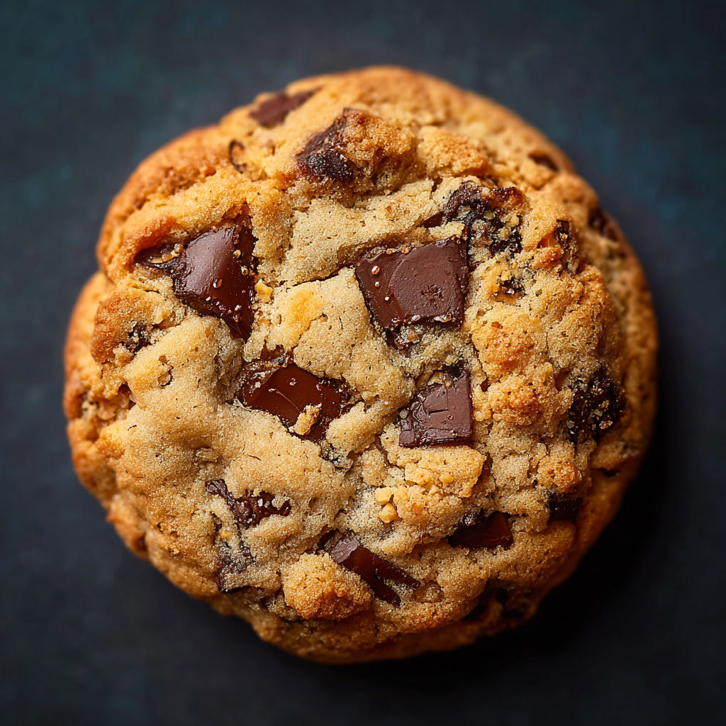 Une petite portion de gâteau chocolat avec des morceaux de chocolat sur le dessus.