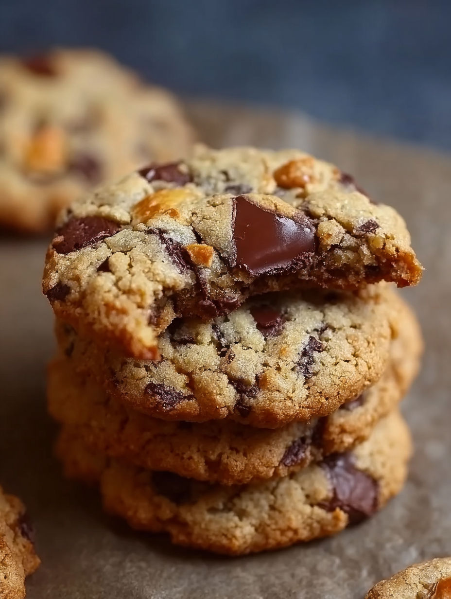 Une pile de biscuits chocolat avec des noix et des amandes.