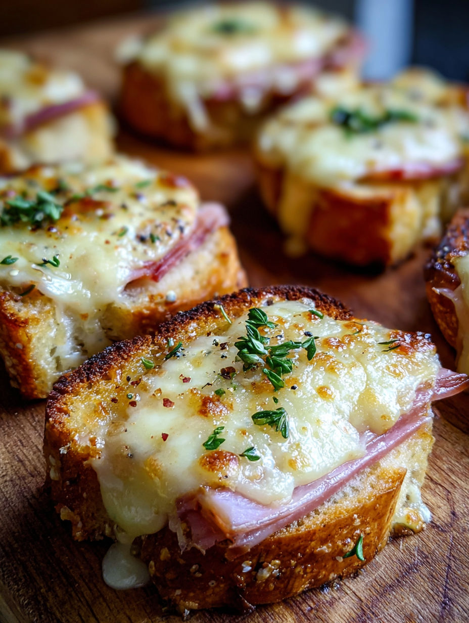 Une recette de croissants au fromage et herbes, servies sur une table de travail.