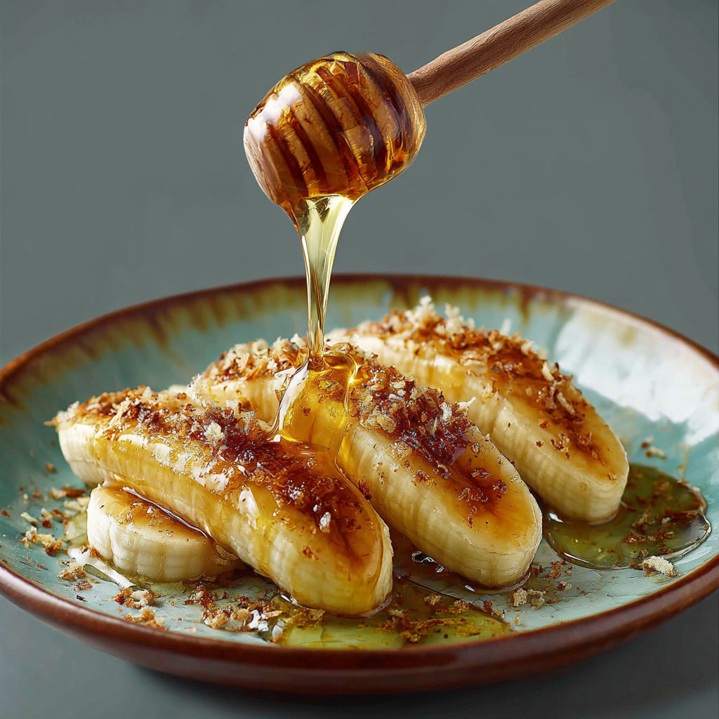 Une banane trempée dans du miel.