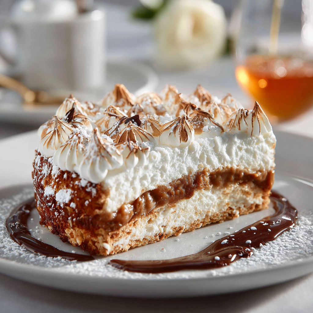 Une tarte au chocolat sur un plateau, avec des garnitures de crème et de chocolat.