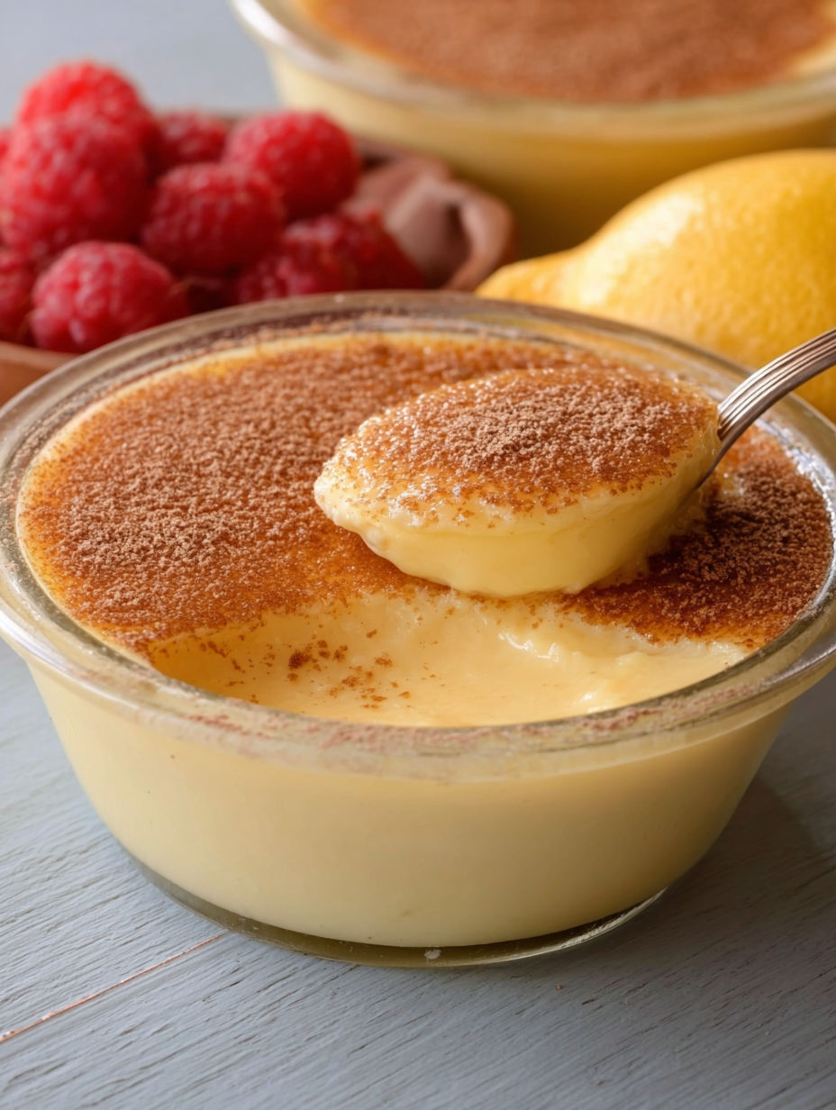 Une tarte aux fruits et crème chocolat, avec une cuillère en argent pour la servir.