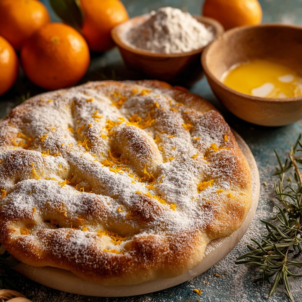 Une pâte à crêpes avec des oranges et des épices, prête à être cuite.