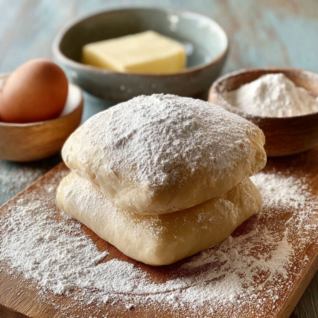 Une recette de pâte pour beignets et brioches est prête à être utilisée.