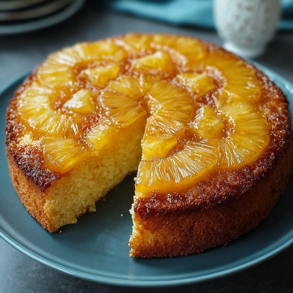 Une portion de gâteau de pamplemousse est servie sur un plateau.
