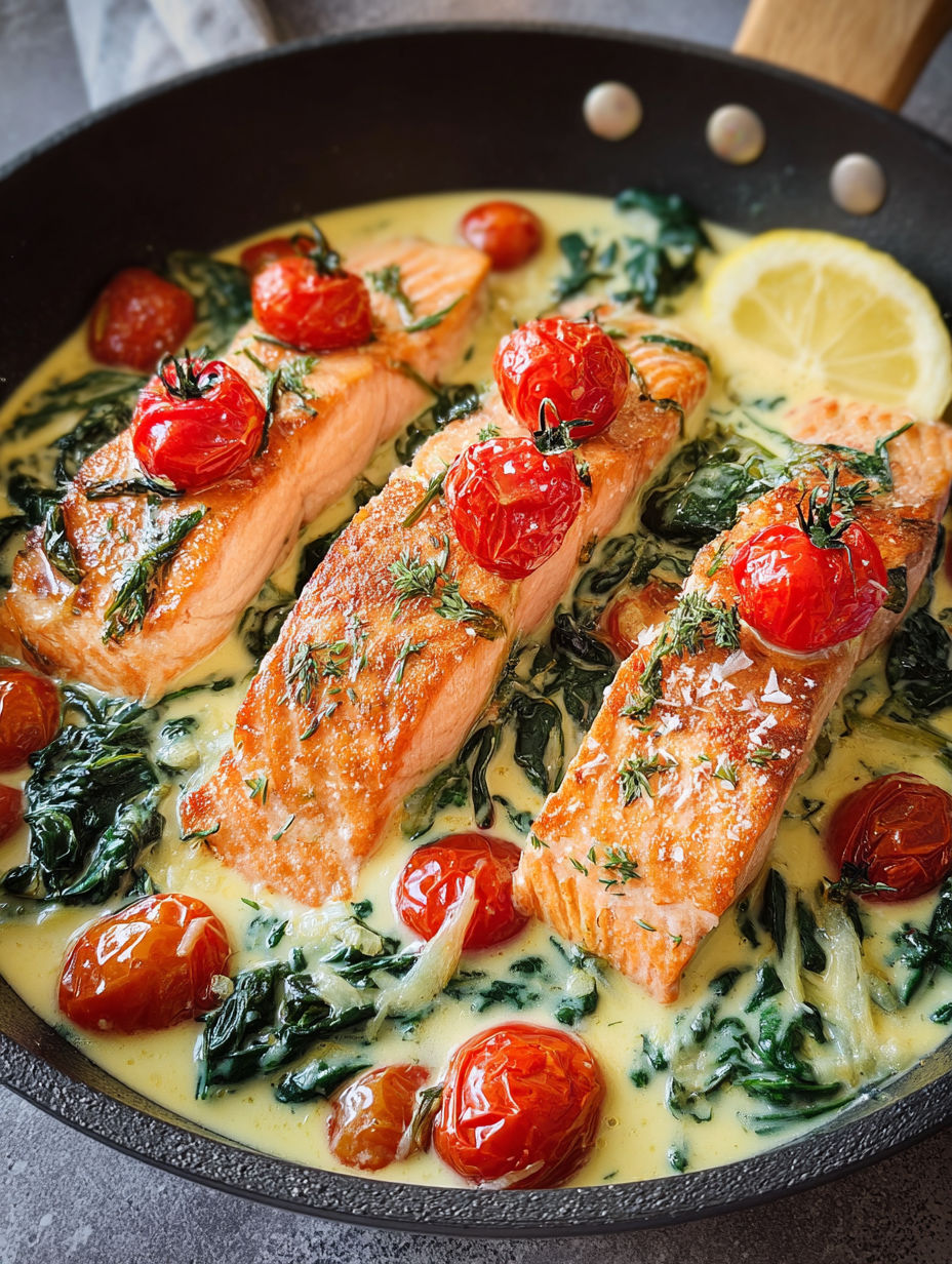 Salade de saumon avec tomates et herbes.