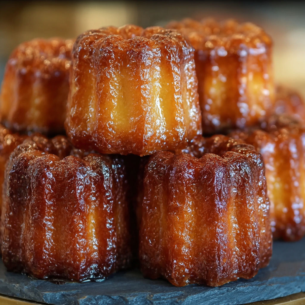Une pile de gâteaux de casserole dorés, cuits et frits, sur un plateau de pierre.