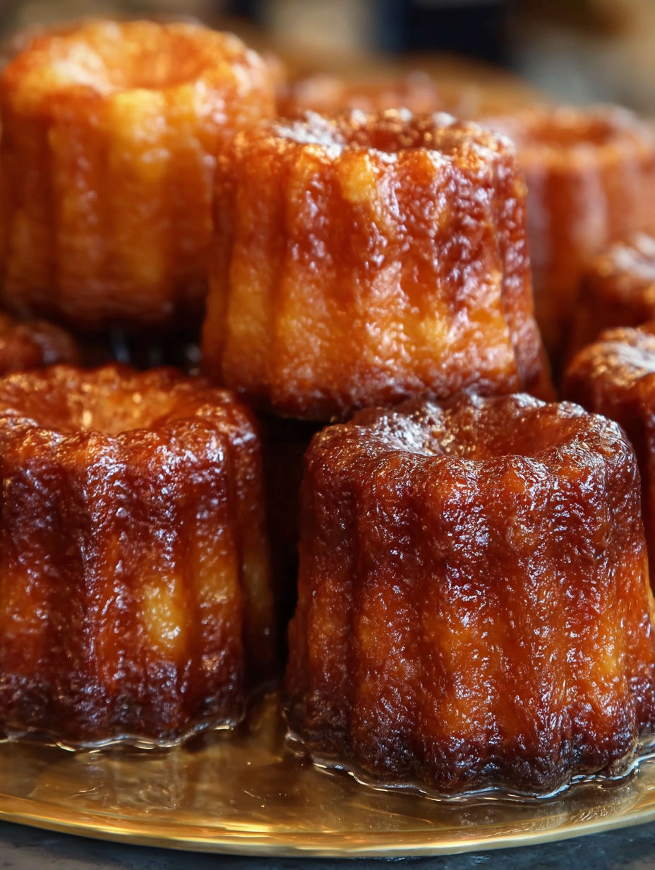 Une douzaine de beignets de choux chaude, dorés et sucrés, sont empilés sur un plateau en verre.