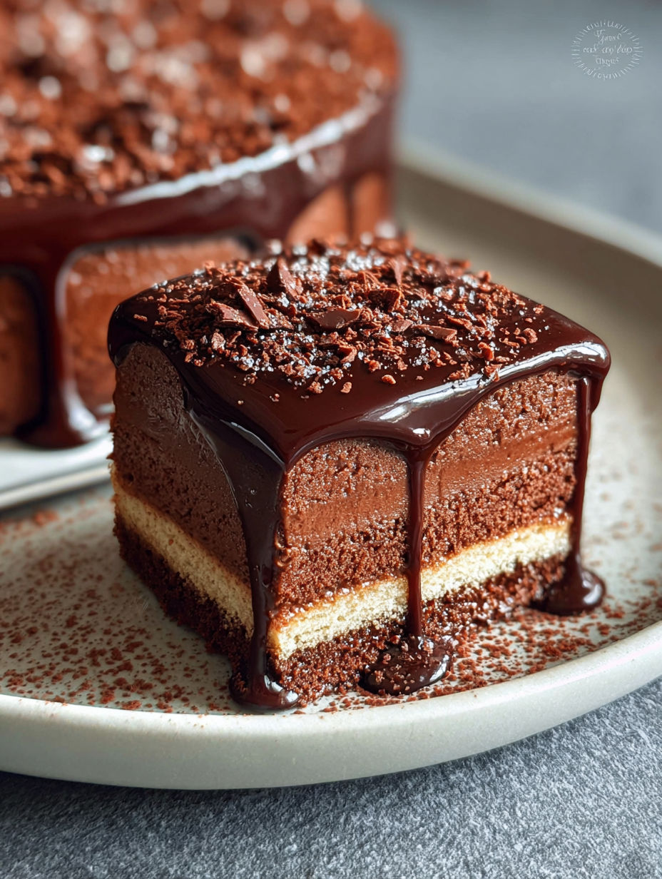 Une tarte au chocolat délicieuse, avec une crème chocolat et des fruits rouges, est servie sur un plateau.