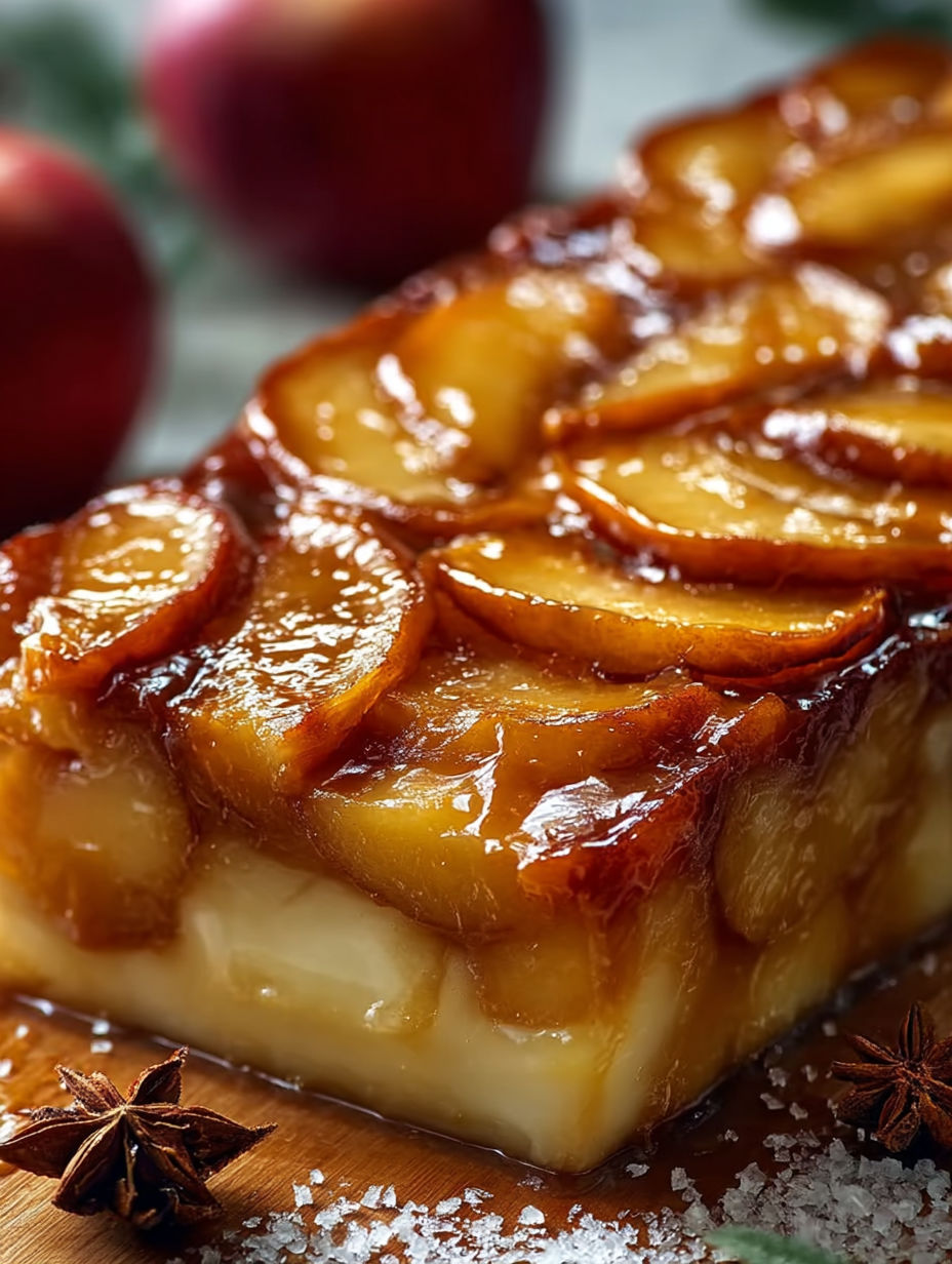 Une tarte aux pommes et aux épinards, avec une base de pâte brisée et des pommes et des épinards sur le dessus.