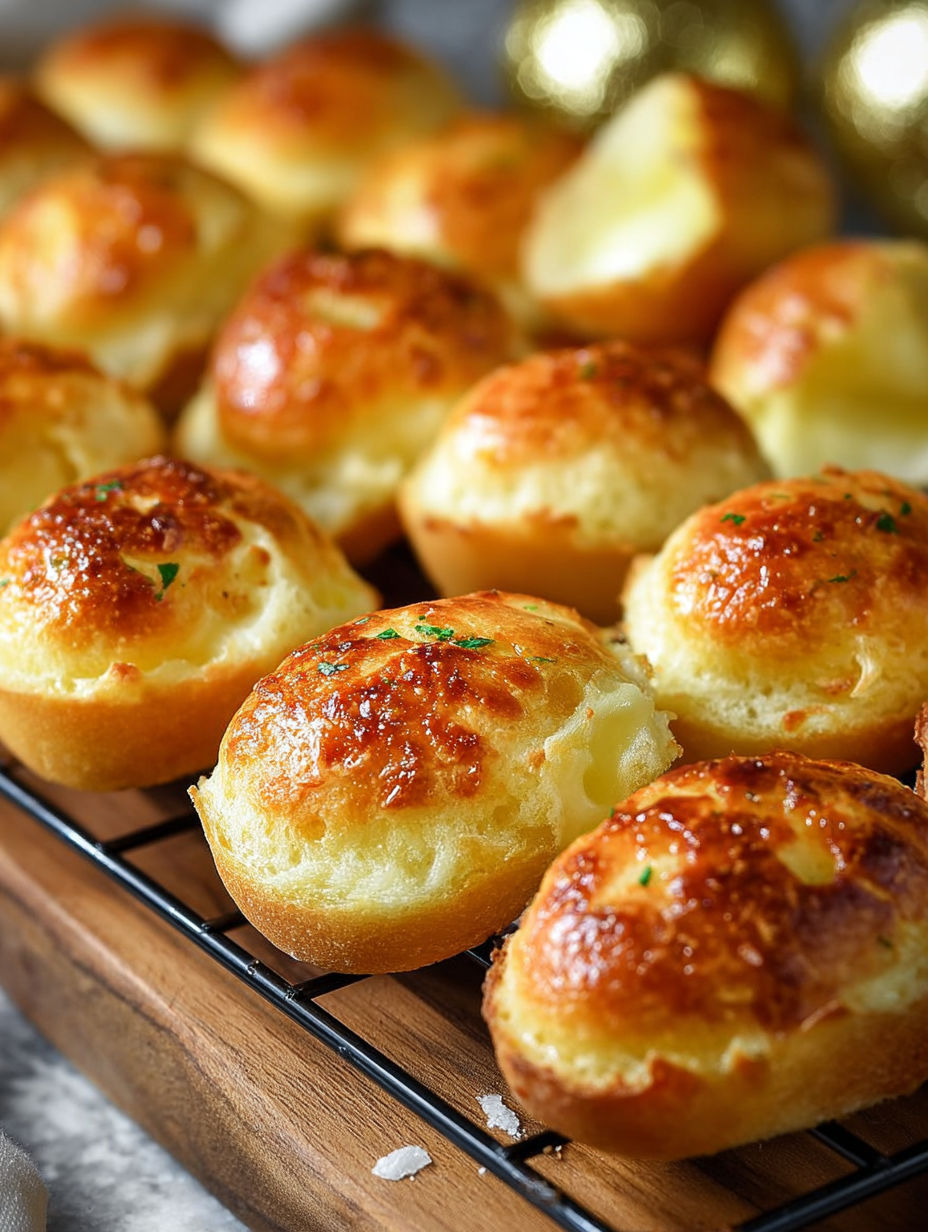 Une pile de pains de mie brûlés, avec des herbes vertes sur le dessus, dans un plat sur une table.