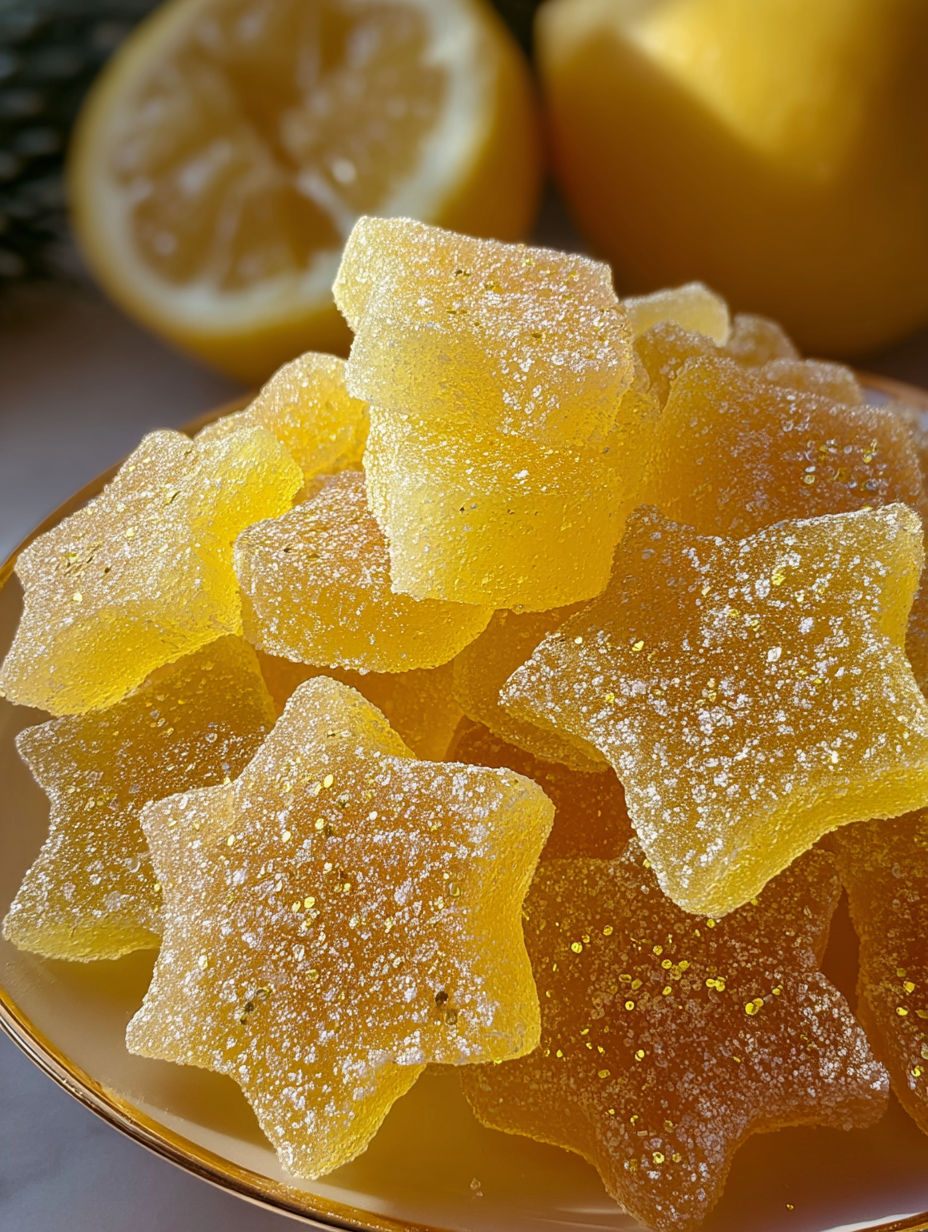 Une recette de glace de citron avec des étoiles de sucre doré.